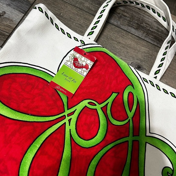Brighton White,Red & Green ♥️Love & Joy Holiday Tote Bag - Picture 5 of 8